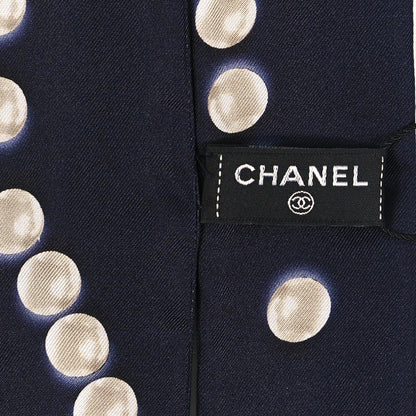 Chanel Silk Pearl CC Slim Bandeau Scarf Dark Navy 3 of 4