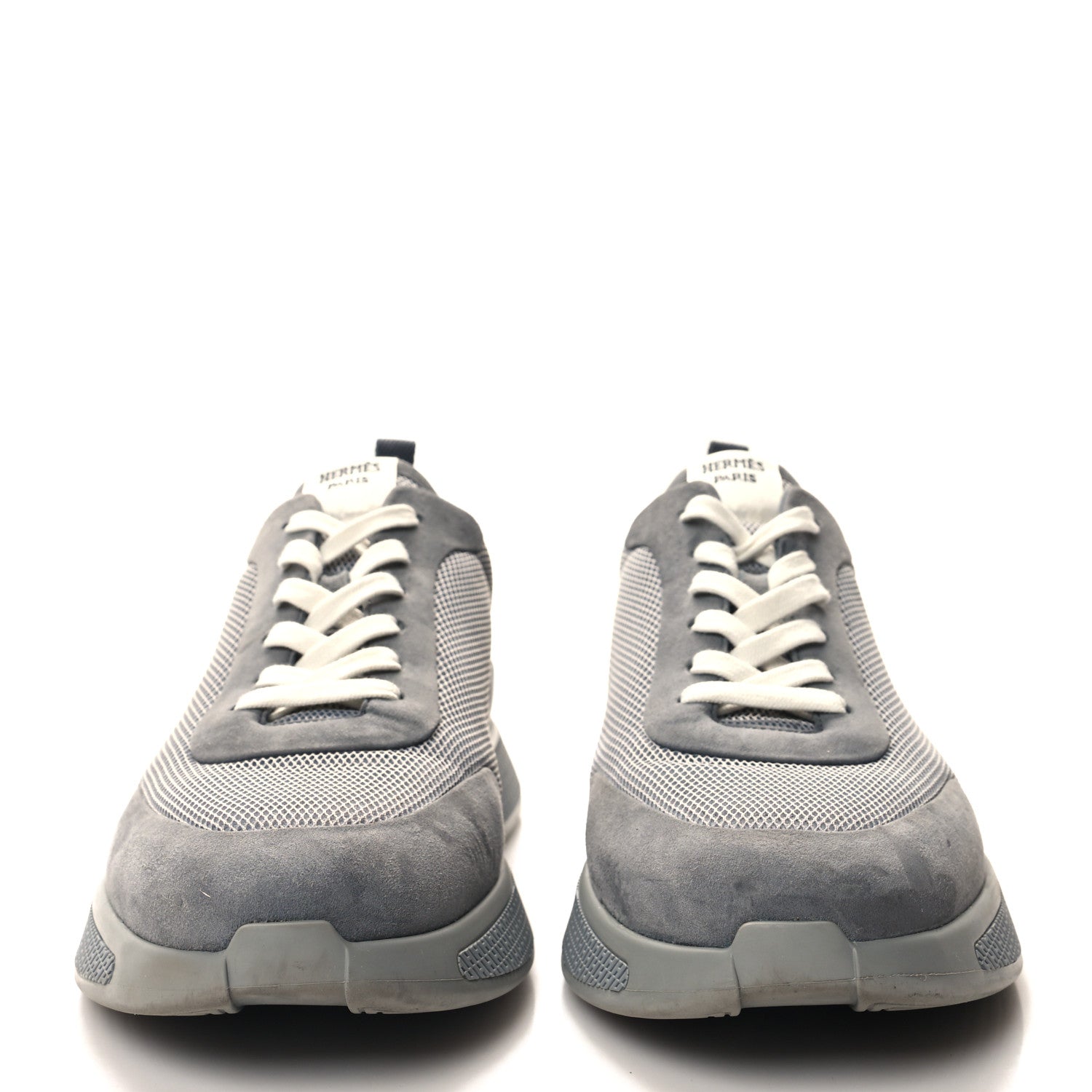 Hermes Technical Canvas Suede Goatskin Mens Drift Sneakers 43.5 Gris Fume 2 of 8