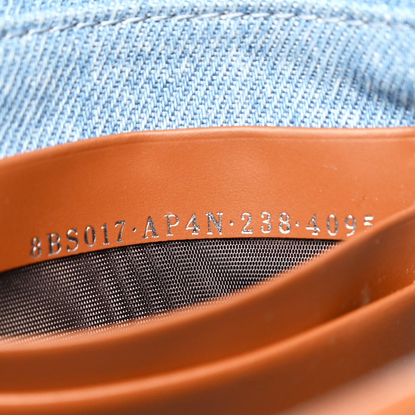 Denim Vitello King FF Embroidered Mini Baguette Denim Chiaro Brandy
