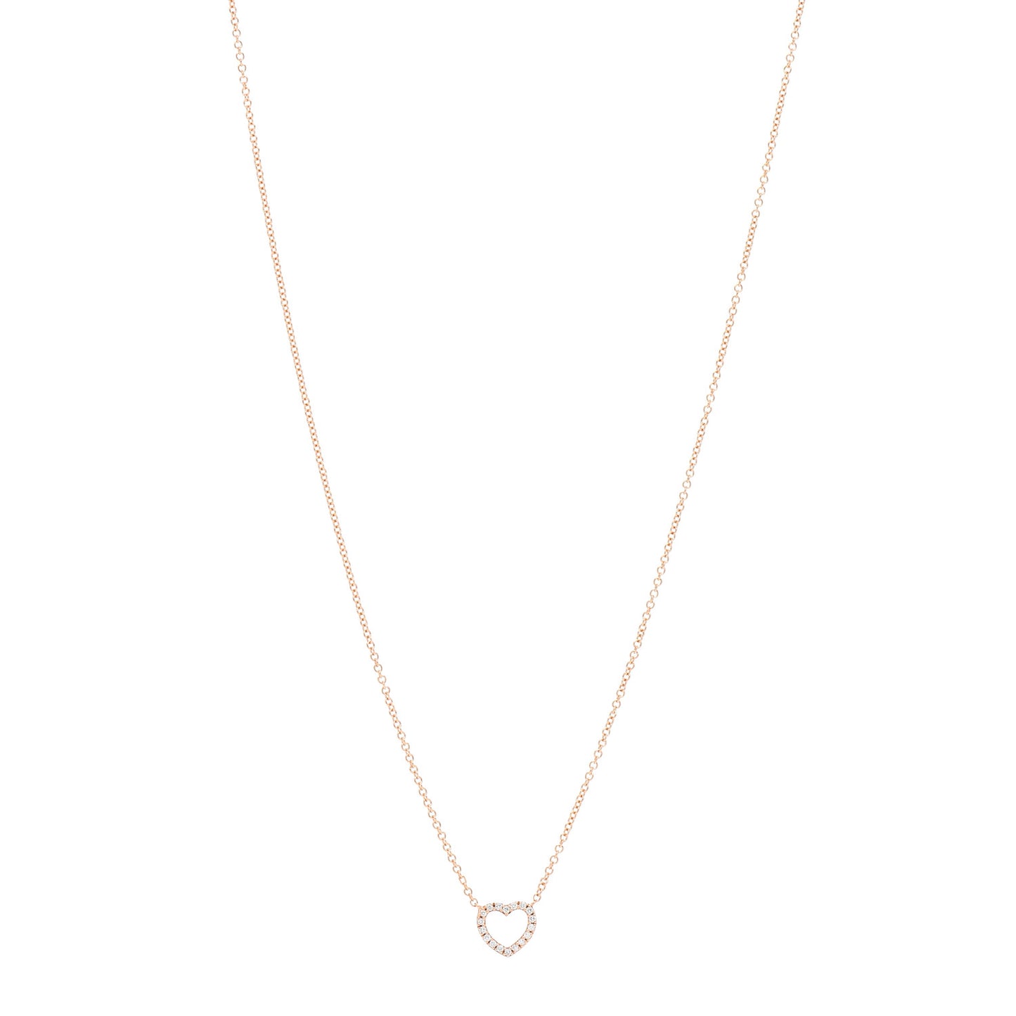 18K Rose Gold Diamond Metro Heart Pendant Necklace