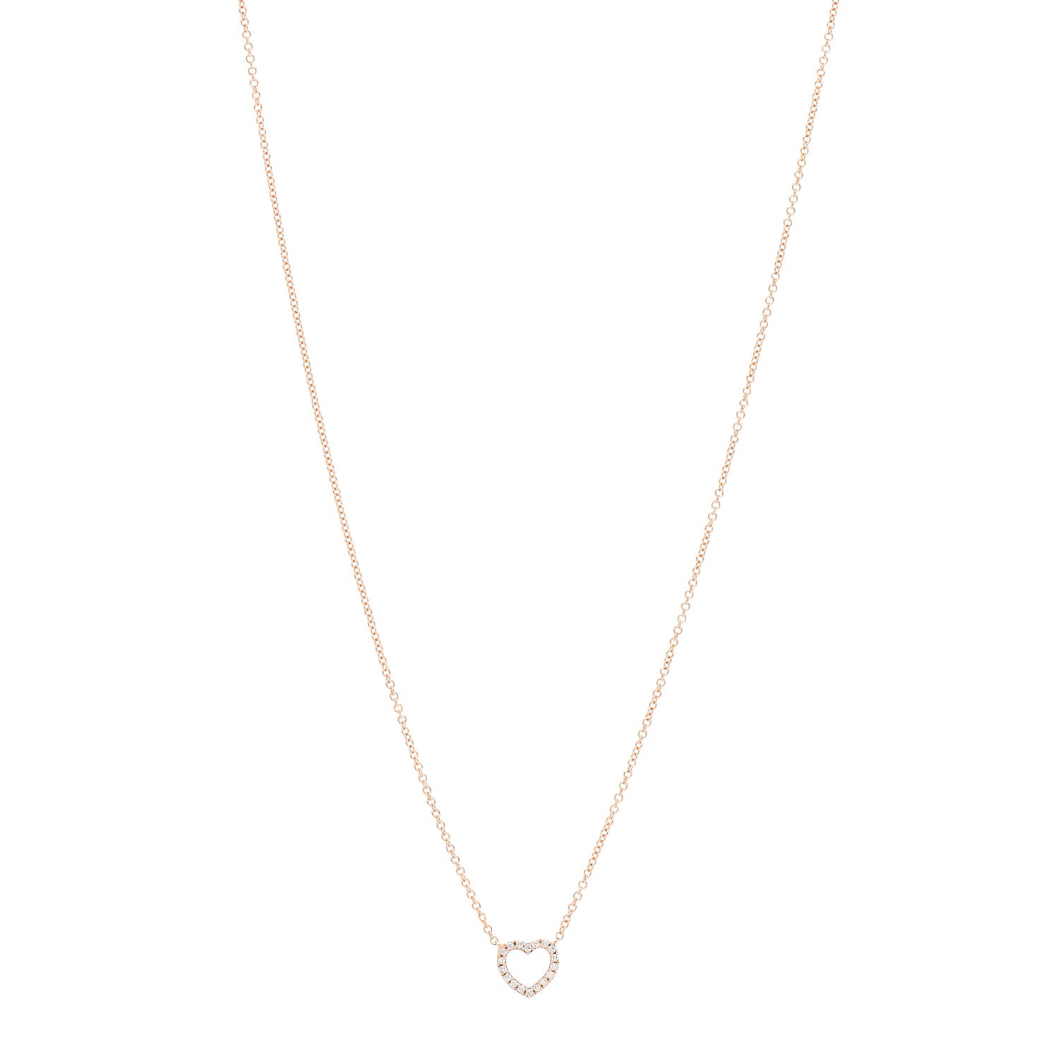Tiffany 18K Rose Gold Diamond Metro Heart Pendant Necklace 1 of 4