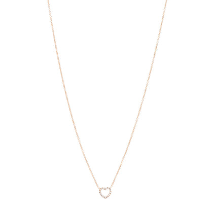 Tiffany 18K Rose Gold Diamond Metro Heart Pendant Necklace 1 of 4