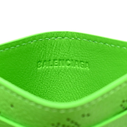 Balenciaga Calfskin Logo Perforated Cash Card Holder Acid Green 6 of 8