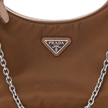 Prada Tessuto Nylon Saffiano Re-Edition 2005 Shoulder Bag Cacao 11 of 16