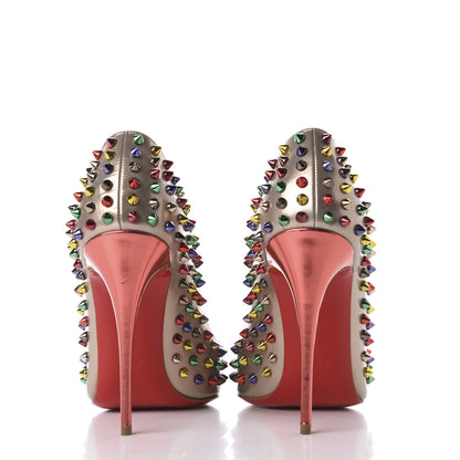 Christian Louboutin Specchio Calfskin Follies Spikes 120 Pumps 40 Beige Multicolor 6 of 9