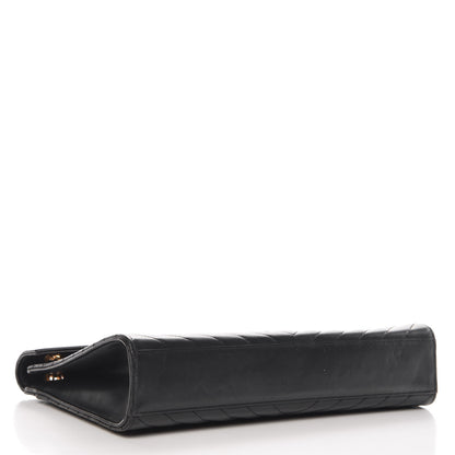 Saint Laurent Smooth Calfskin Matelasse Chevron Large Monogram Satchel Black 5 of 14