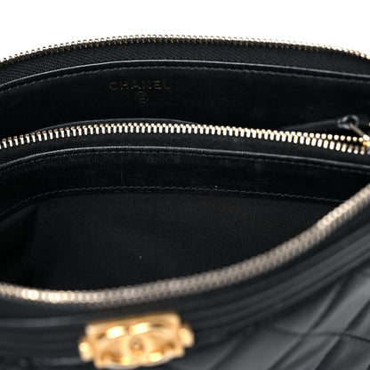 Chanel Lambskin Quilted Small Boy Zipped Pouch Black 16 of 19