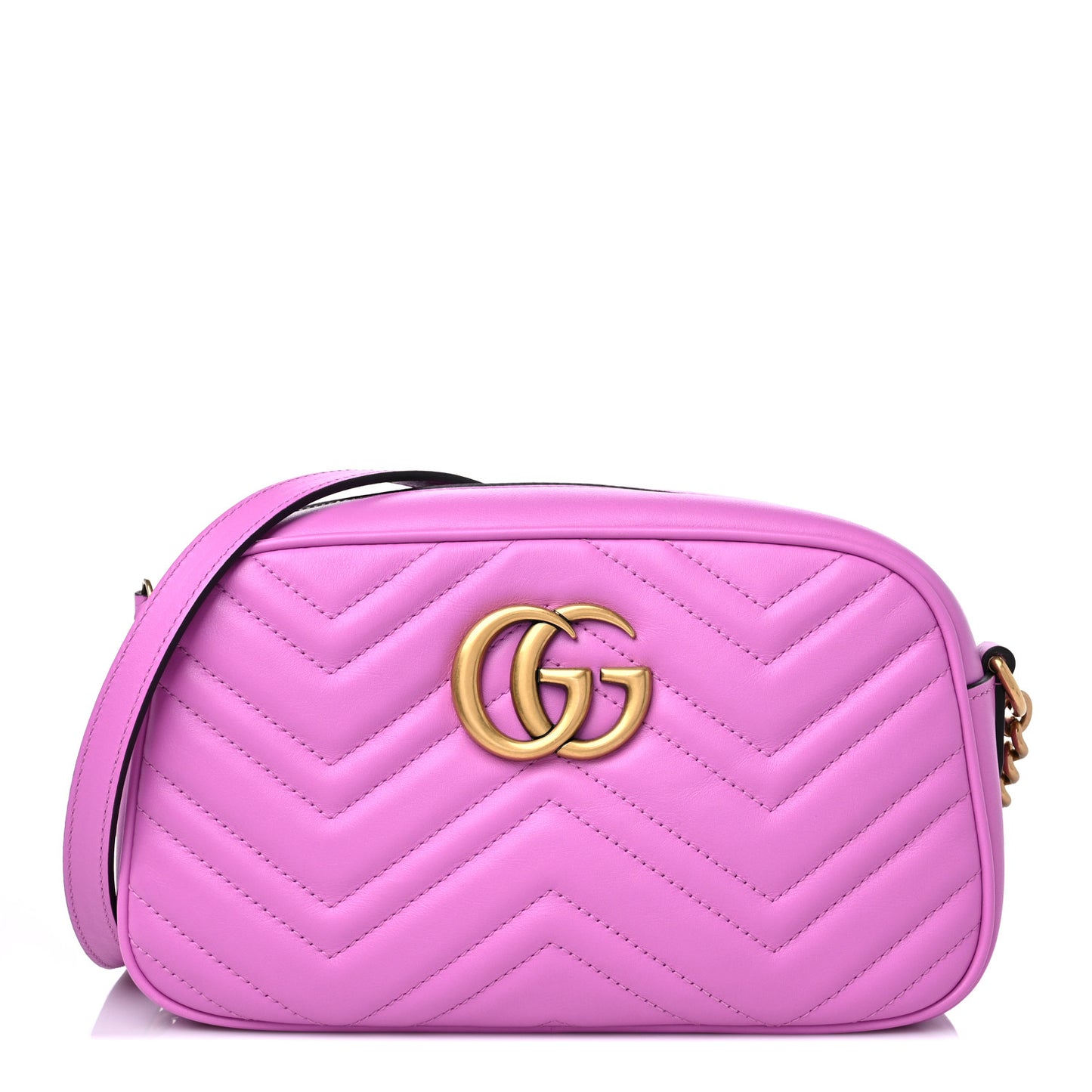 Calfskin Matelasse Small GG Marmont Chain Shoulder Bag Candy Mousse