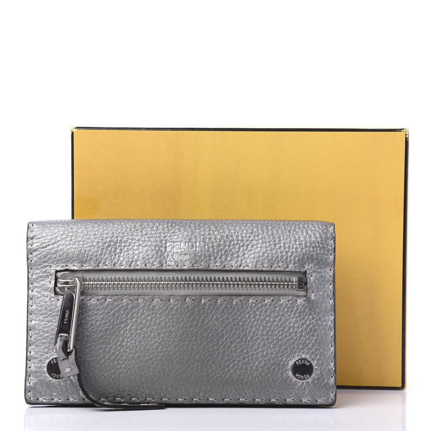 Cuoio Romano Lux Selleria Flat Clutch Argento