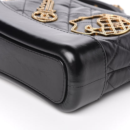 Chanel Aged Calfskin Quilted Charms Small Gabrielle Hobo Black 9 of 11