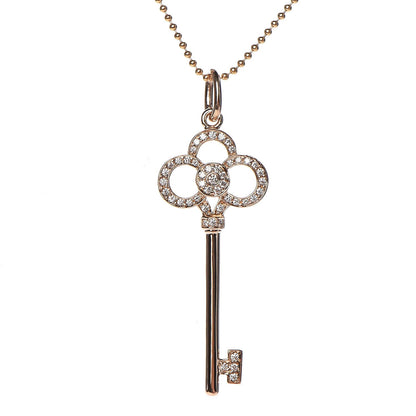 Tiffany 18K Rose Gold Diamond Crown Key Pendant Necklace 4 of 6