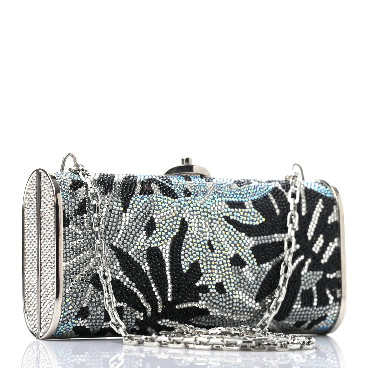 Swarovski Crystal Minaudiere Clutch Silver Multicolor