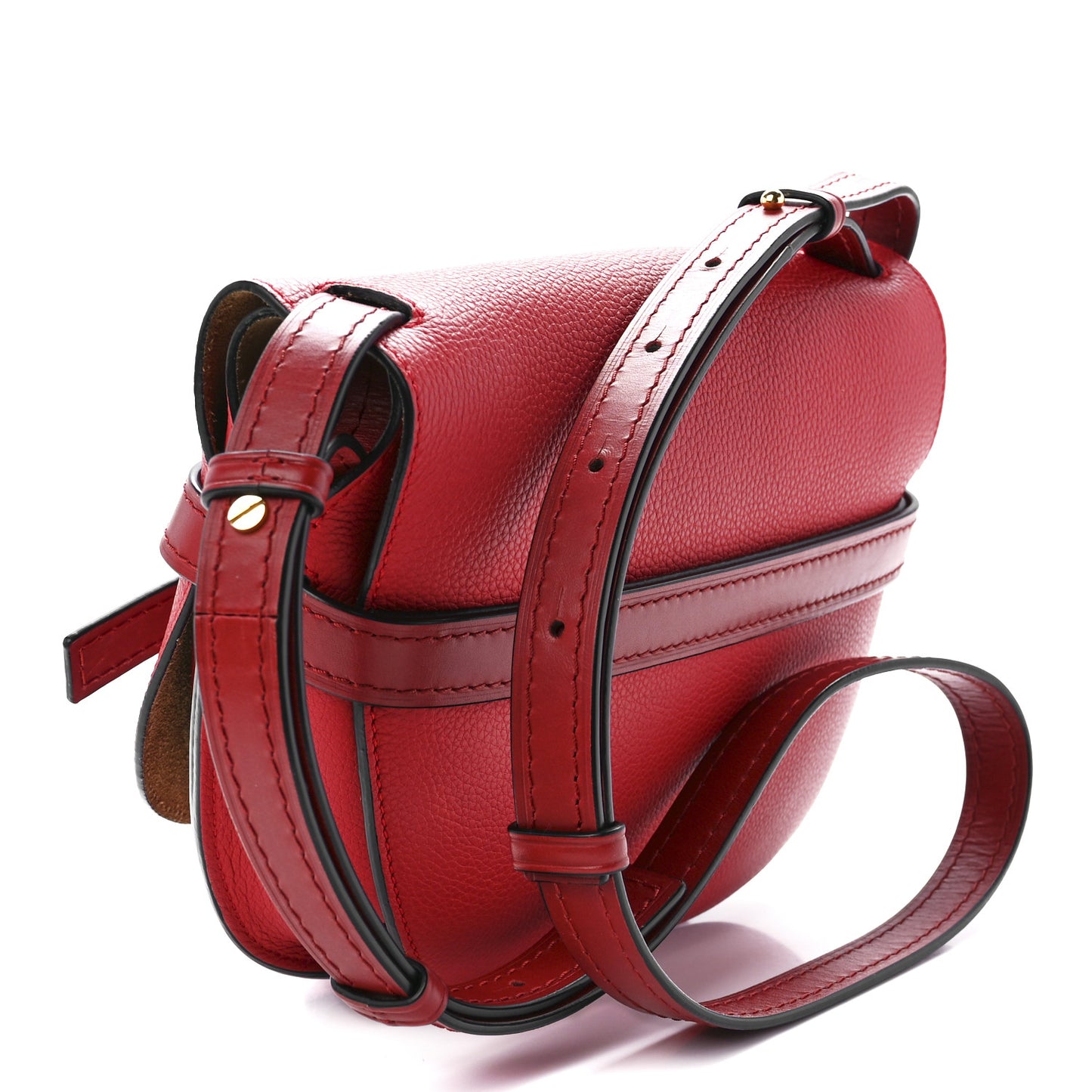 Calfskin Small Gate Crossbody Bag Scarlet Burnt Red