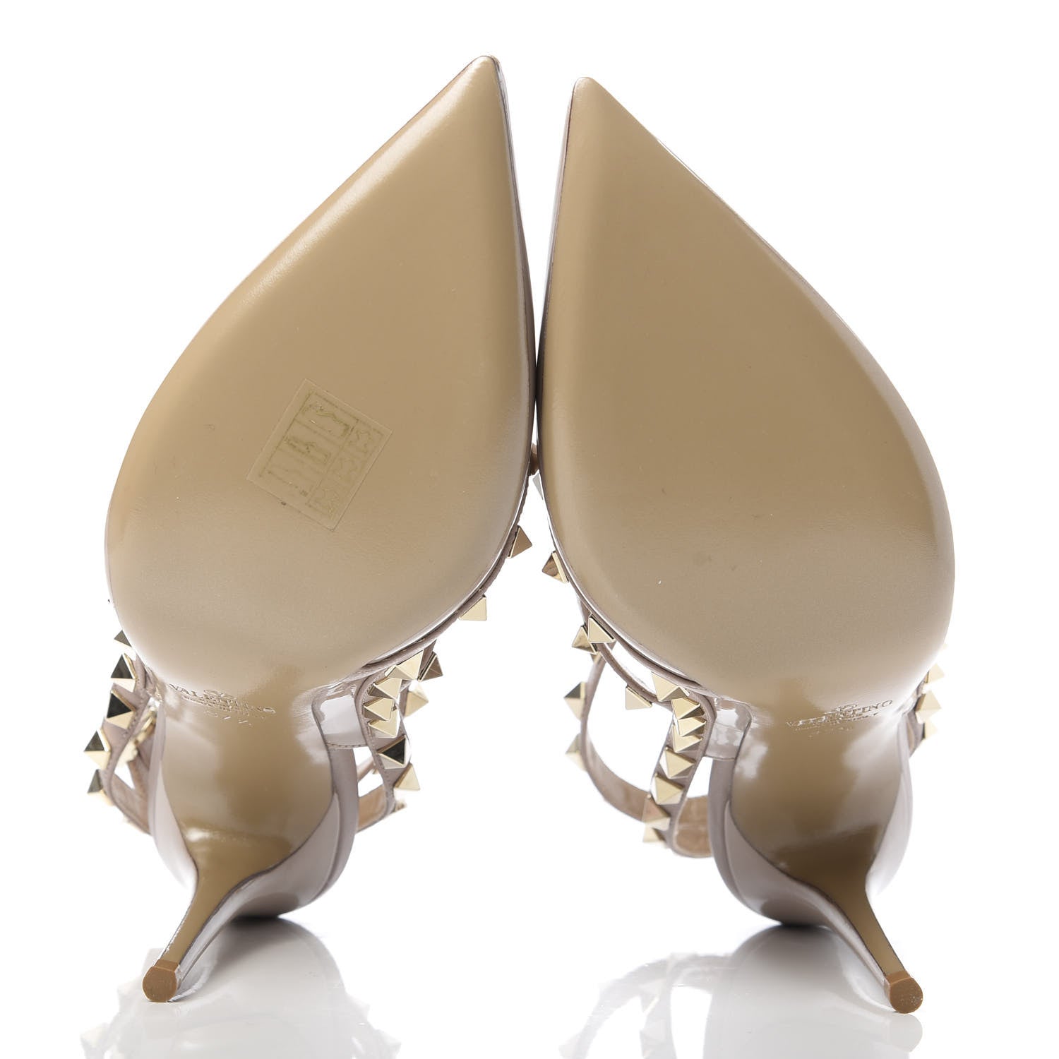 Valentino Garavani Patent Rockstud Ankle Strap Pumps 37.5 Poudre 5 of 10