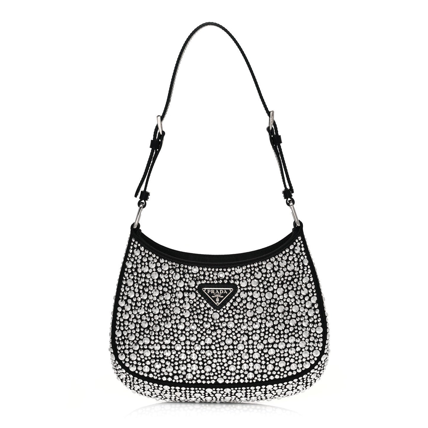 Satin Crystal Cleo Adjustable Strap Shoulder Bag Metal
