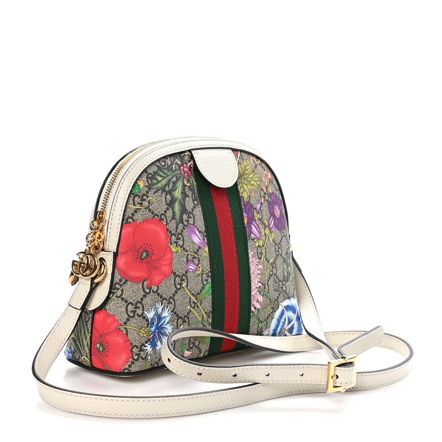 Gucci GG Supreme Monogram Flora Web GG Small Ophidia Dome Shoulder Bag White 3 of 10