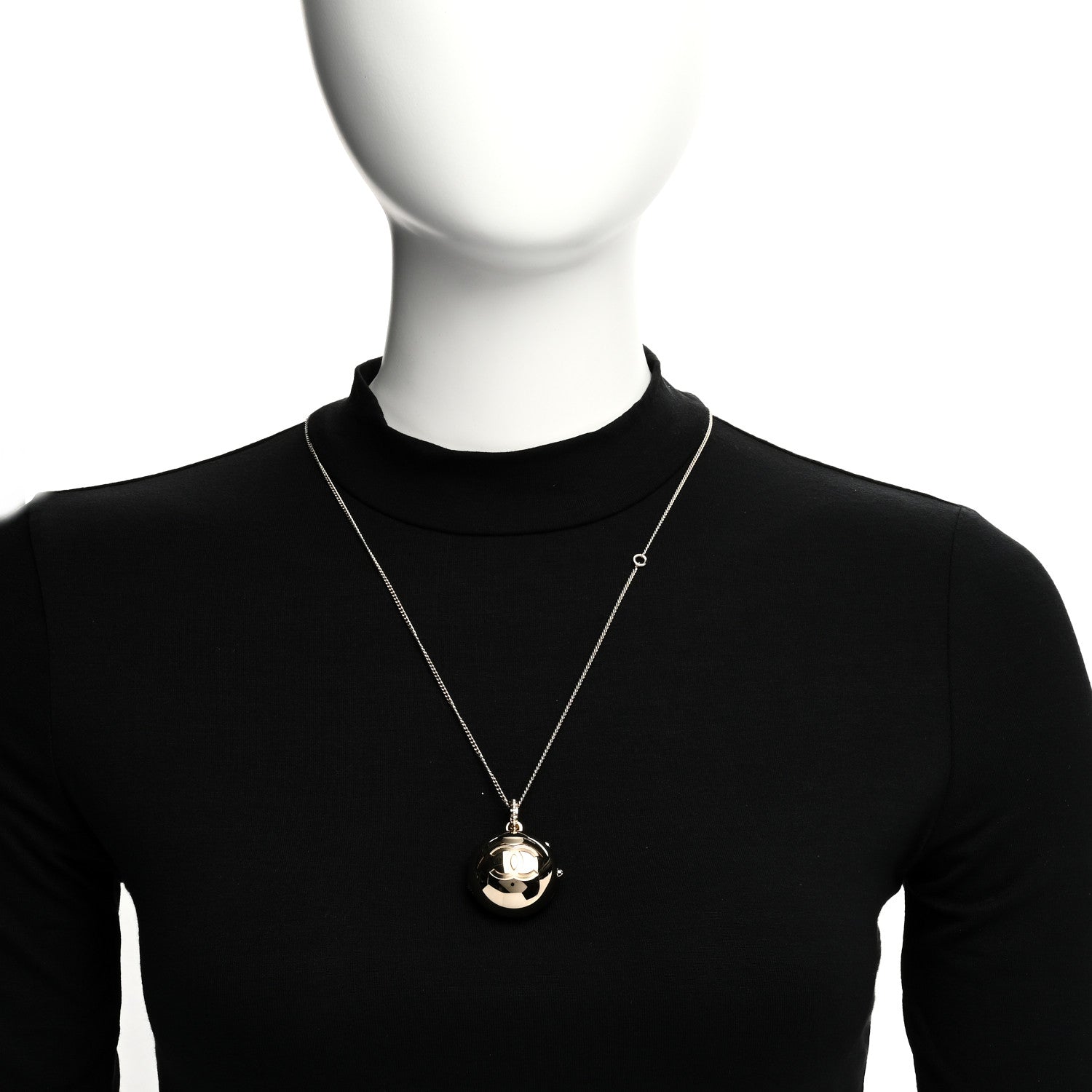 Chanel Metal CC Locket Necklace Gold 2 of 5