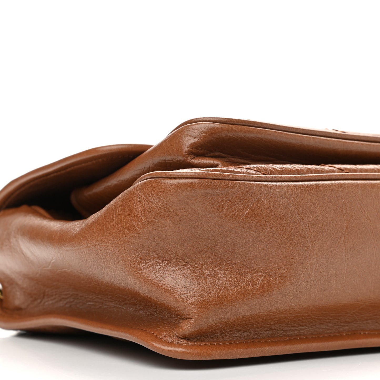 Crinkled Calfskin Matelasse Monogram Medium Niki Chain Satchel Caramel