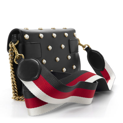Gucci Nappa Pearl Studded Mini Queen Margaret Broadway Shoulder Bag Black 3 of 10
