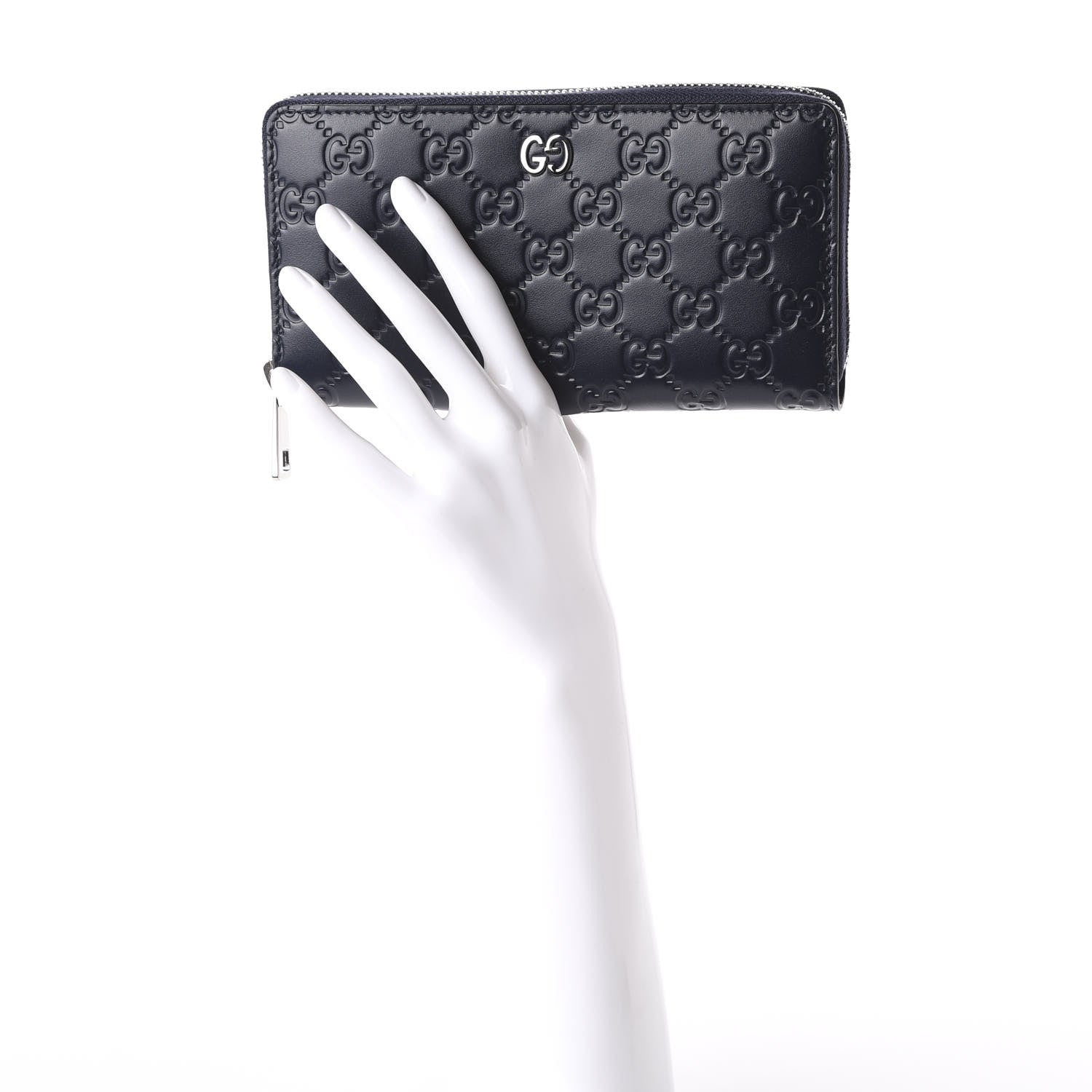 Gucci Guccissima Signature Dorian Zip Around Wallet Blue 2 of 10