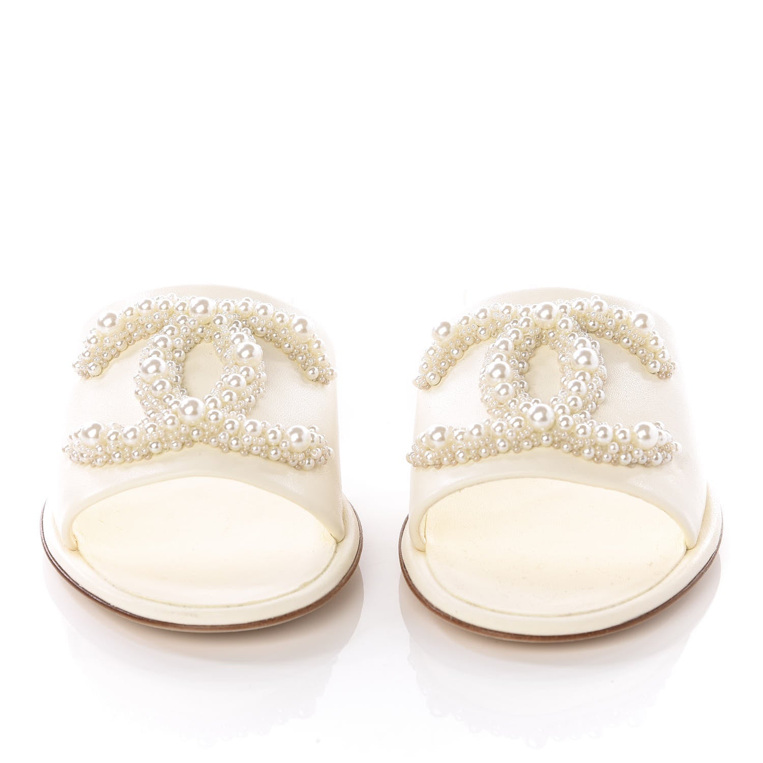 Chanel Calfskin Pearl CC Mules 37 Ivory 2 of 11