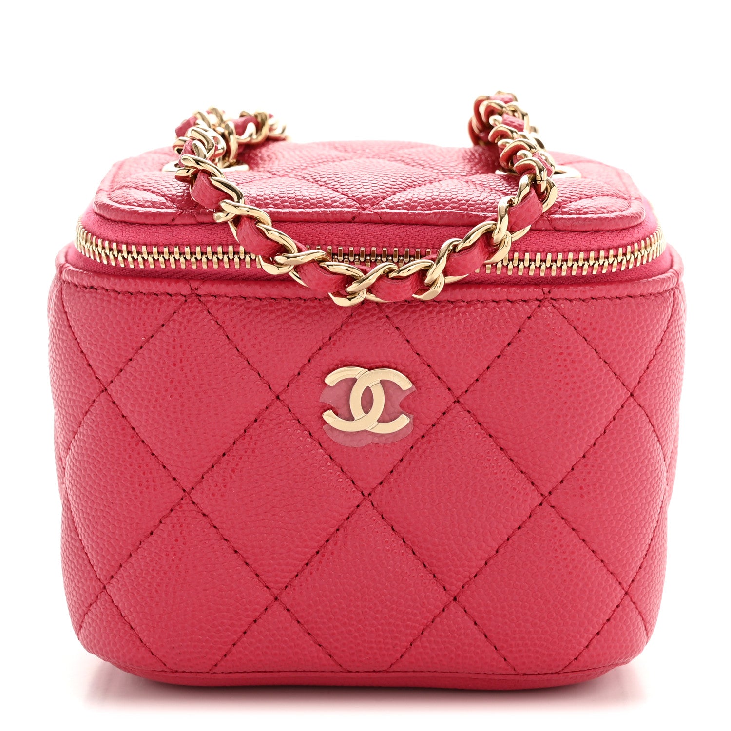 Chanel Caviar Quilted Mini Vanity Case With Chain Dark Pink 1 of 10