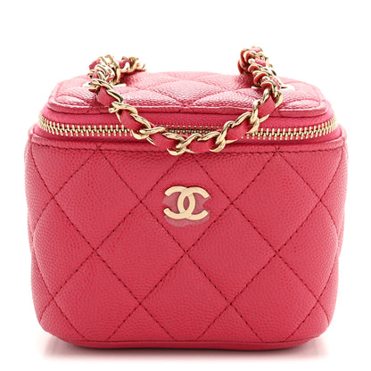 Chanel Caviar Quilted Mini Vanity Case With Chain Dark Pink 1 of 10