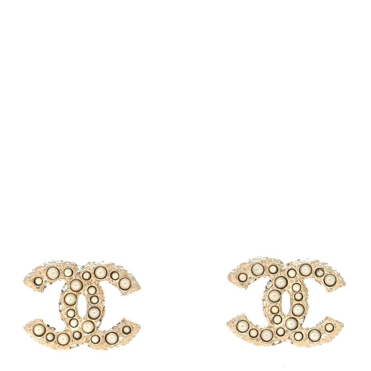 Metal Graduated Pearl Crystal CC Earrings Light Gold
