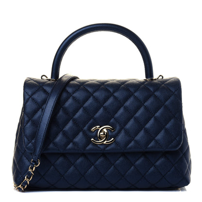 Chanel Iridescent Caviar Quilted Small Coco Handle Flap Dark Blue 1 of 4
