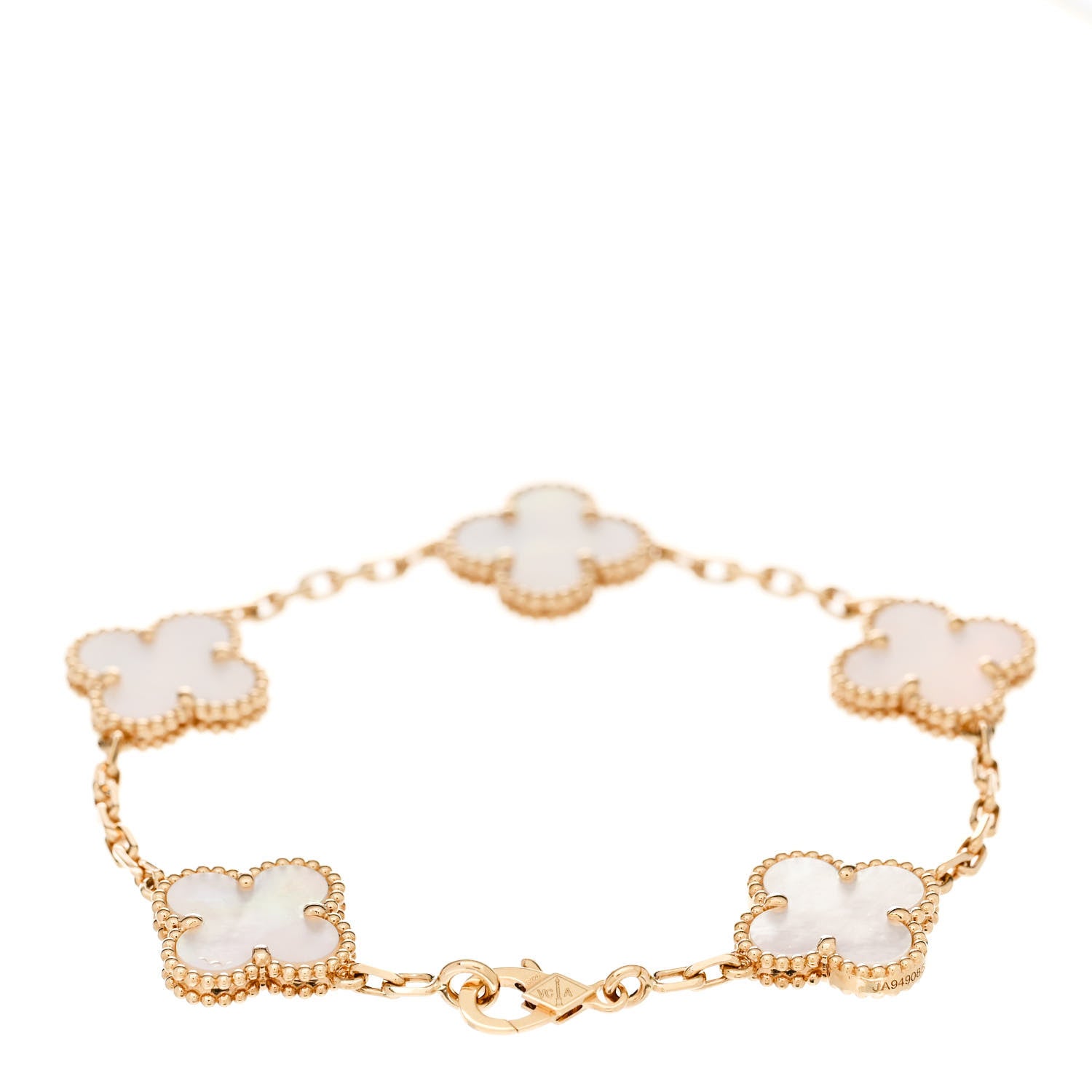 Van Cleef & Arpels 18K Yellow Gold Mother of Pearl 5 Motifs Vintage Alhambra Bracelet 3 of 6