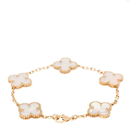 Van Cleef & Arpels 18K Yellow Gold Mother of Pearl 5 Motifs Vintage Alhambra Bracelet 3 of 6