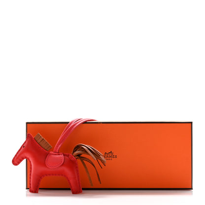 Hermes Milo Lambskin Grigri Rodeo Horse Bag Charm PM Rouge Indien Gold Bougainvillea 4 of 4