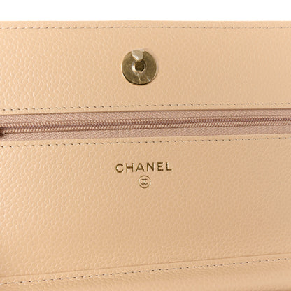 Chanel Caviar Quilted Wallet on Chain WOC Beige 6 of 12