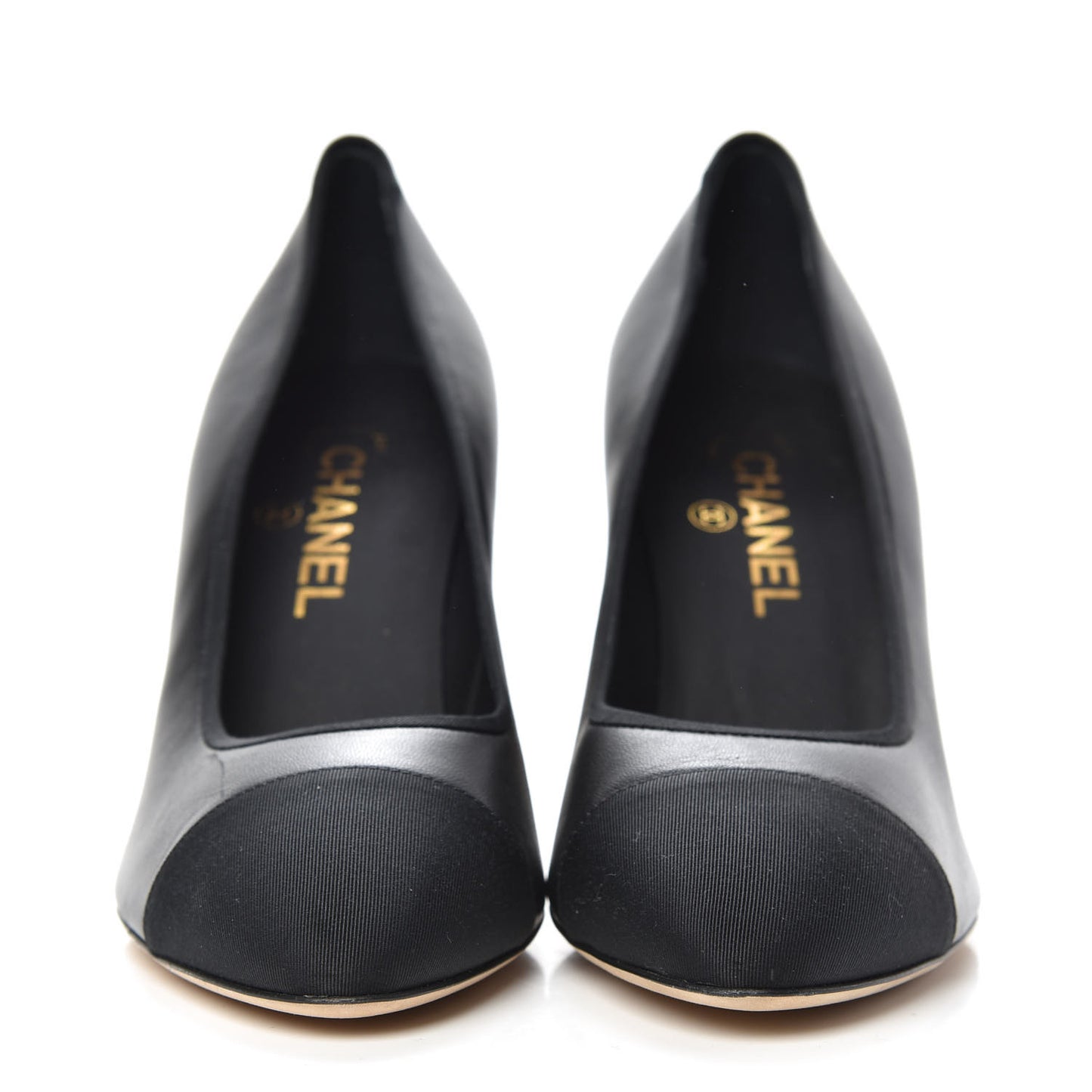 Lambskin Grosgain Cap Toe Pumps 39.5 Black