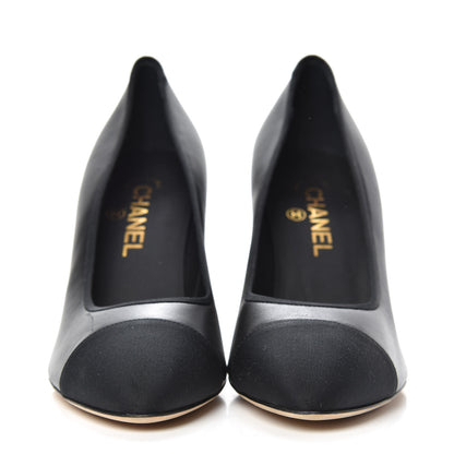 Chanel Lambskin Grosgain Cap Toe Pumps 39.5 Black 2 of 9