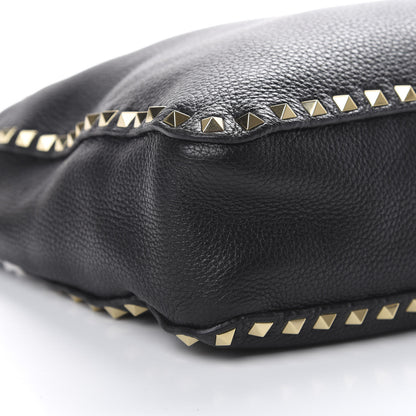 Valentino Garavani Pebbled Calfskin Small Rockstud Flip-Lock Messenger Bag Black 6 of 8