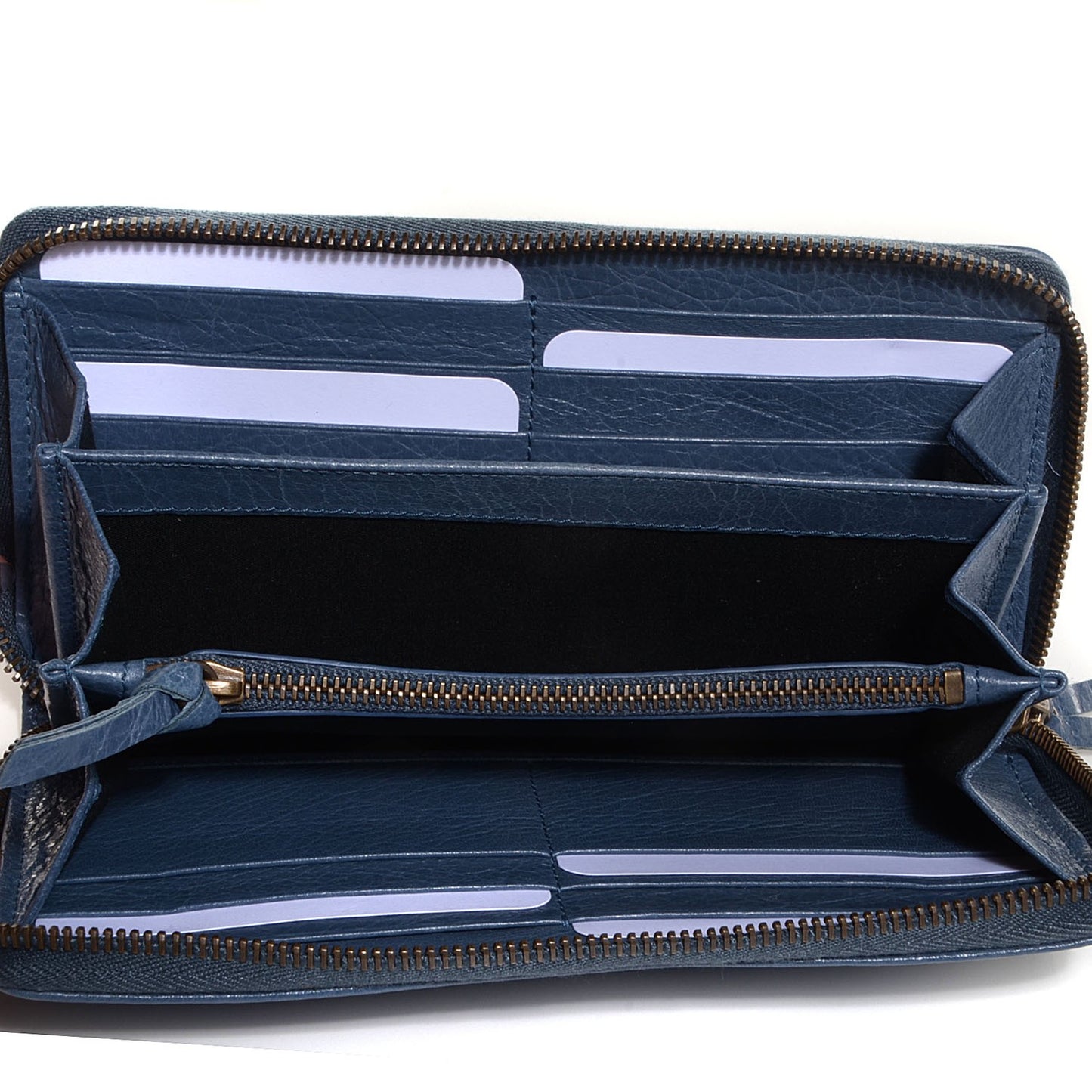 Agneau Classic Hardware Continental Zip Around Wallet Bleu Persan