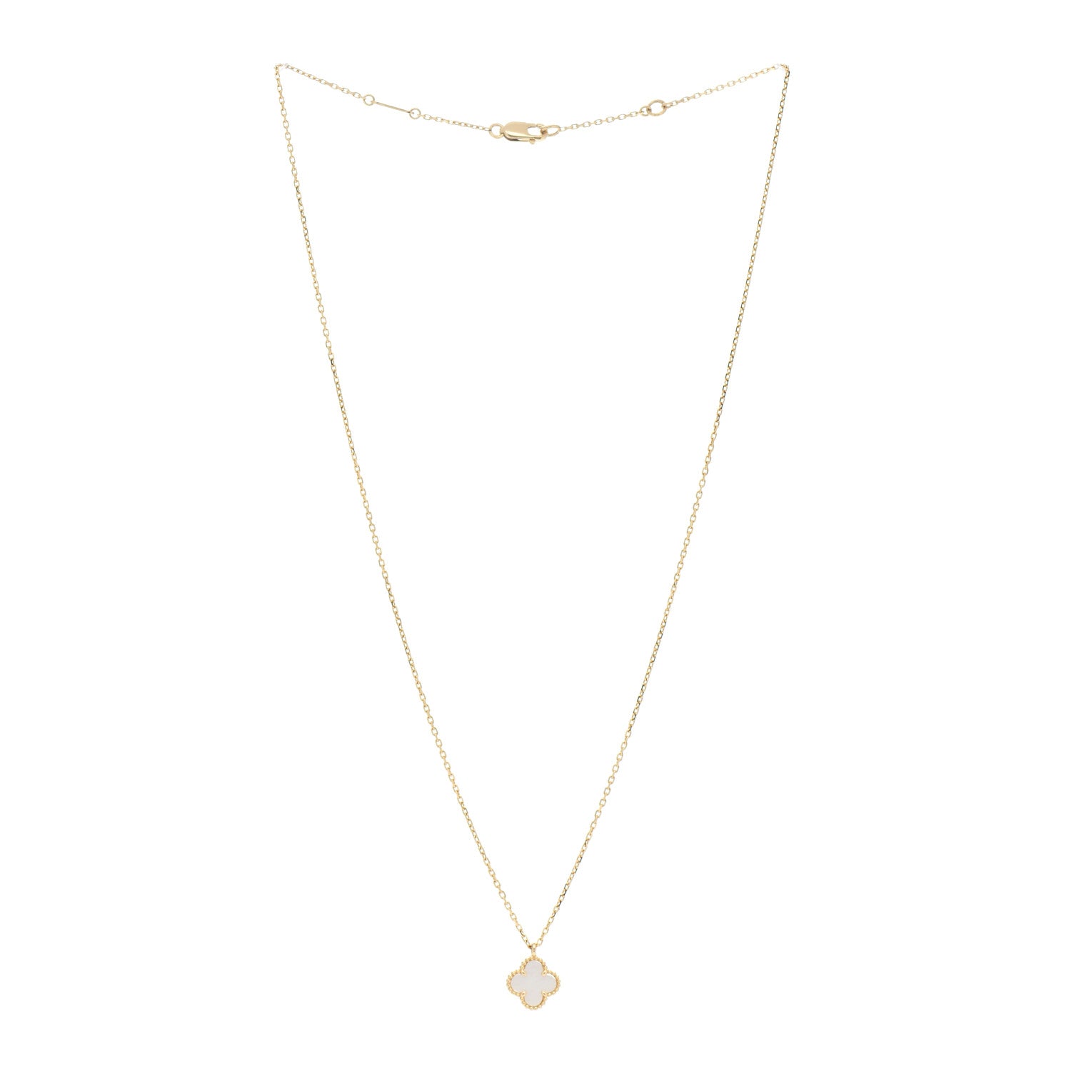 Van Cleef & Arpels 18K Yellow Gold Mother of Pearl Sweet Alhambra Pendant Necklace 3 of 5