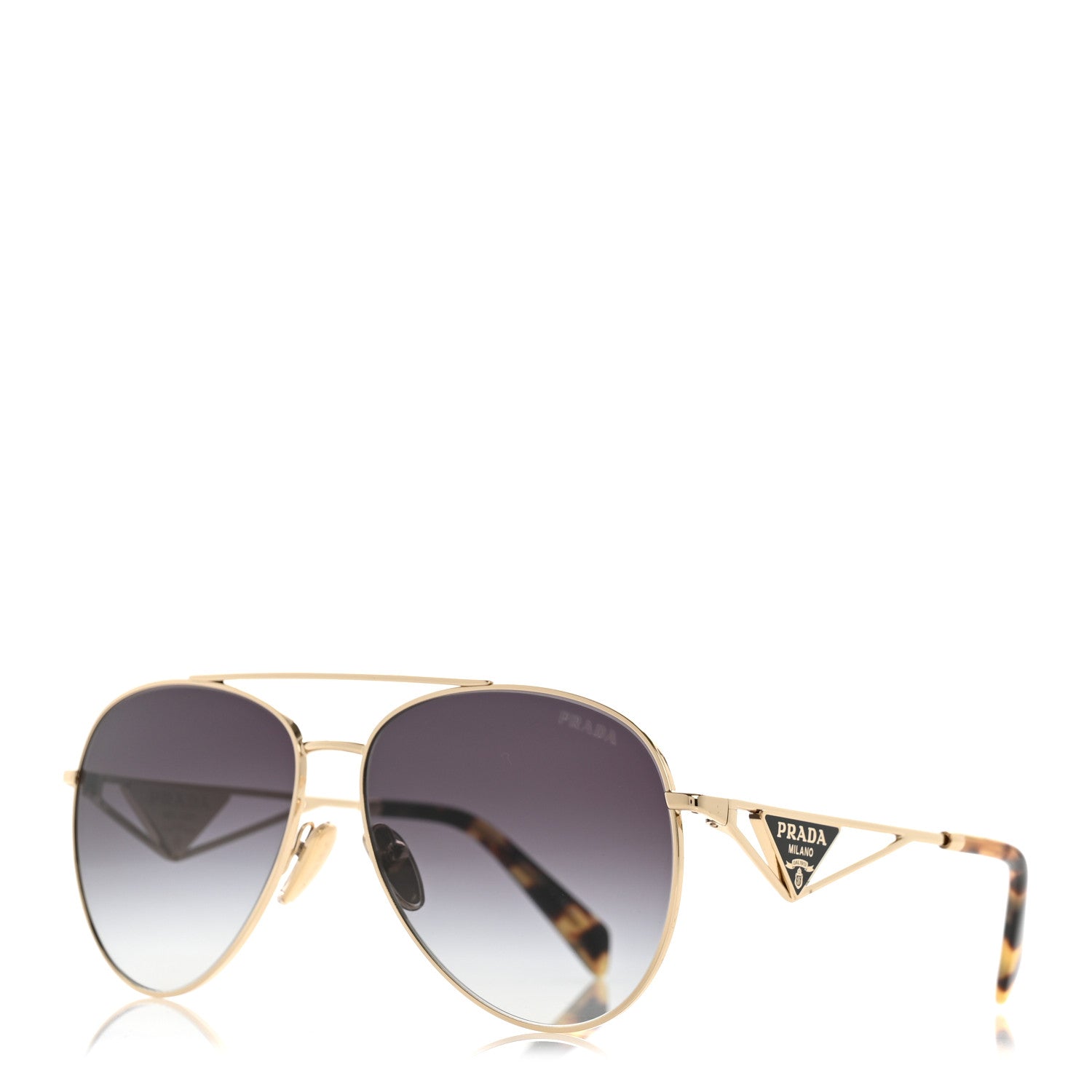 Prada Aviator Sunglasses SPR 73Z Gold Tortoise 1 of 8