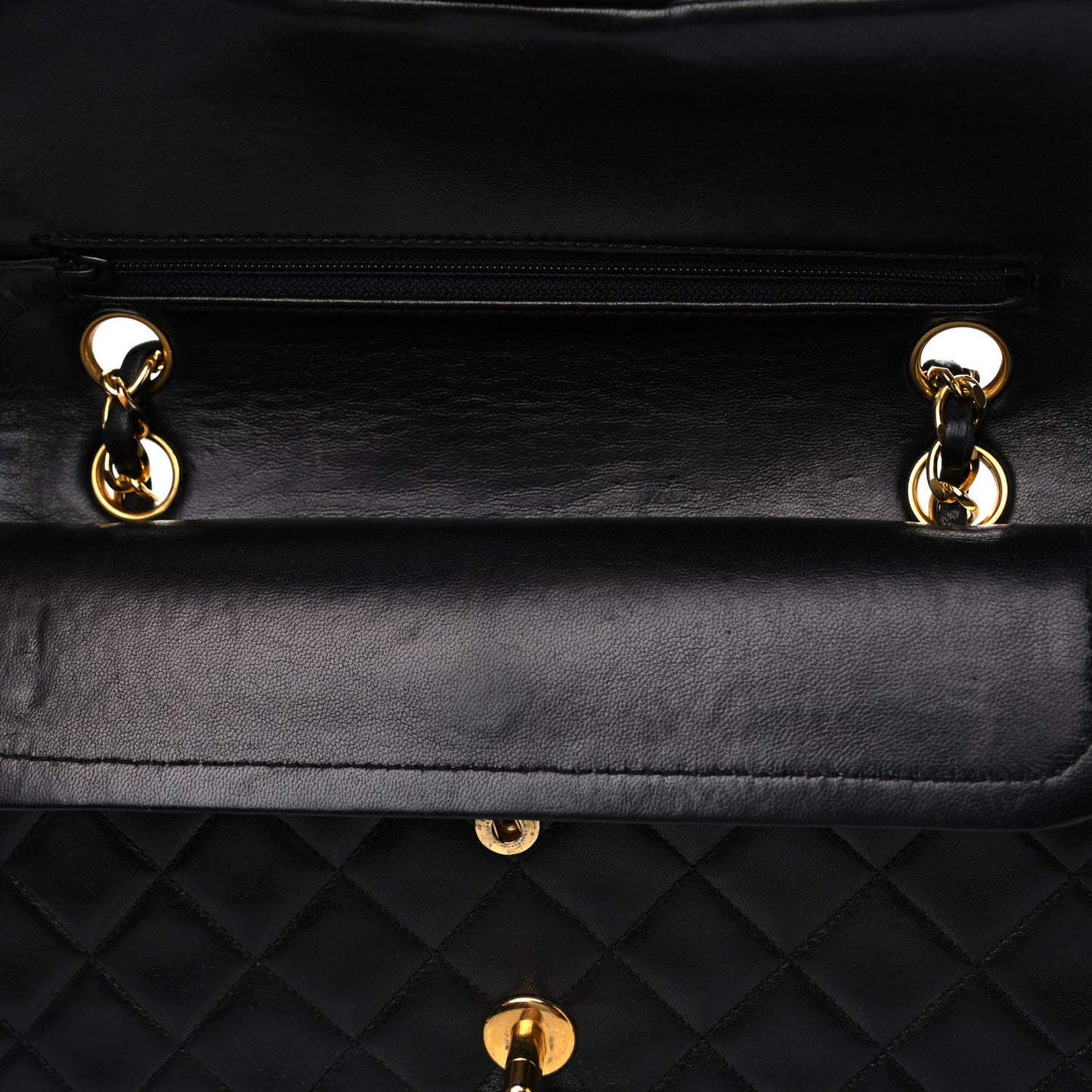 Lambskin Quilted Small Double Flap Black
