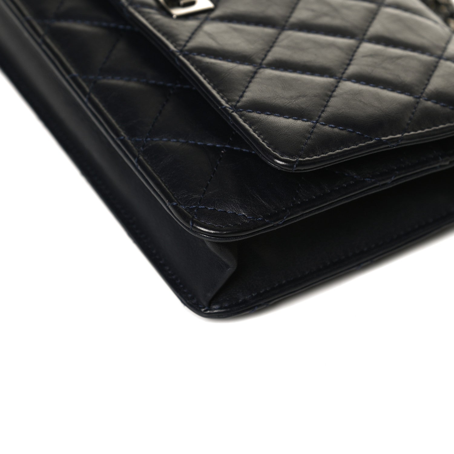 Chanel Aged Calfskin Quilted Reissue Wallet On Chain WOC Navy 11 of 15