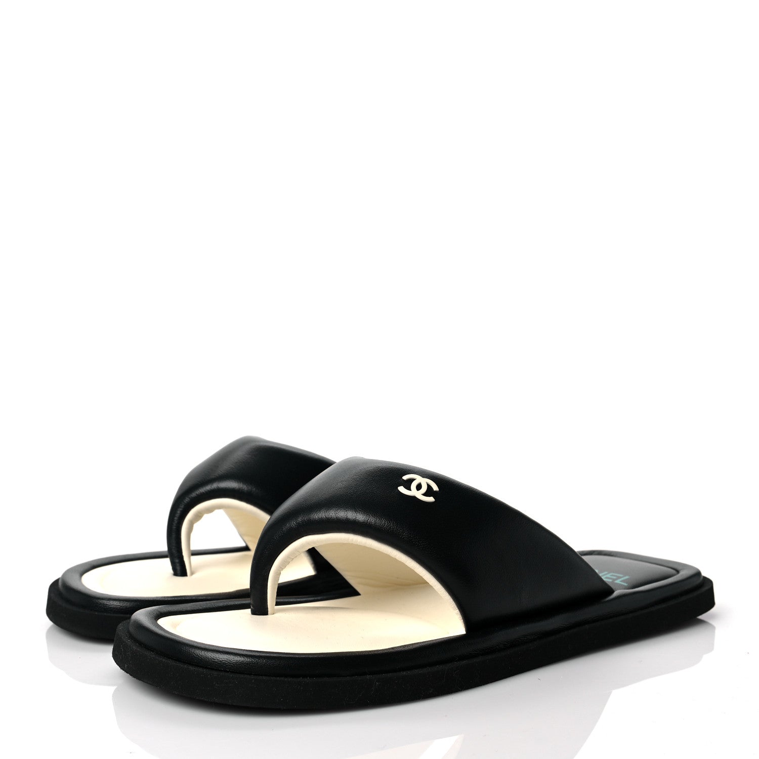 Chanel Lambskin Padded Pool Thong Sandals 40 Black 3 of 9