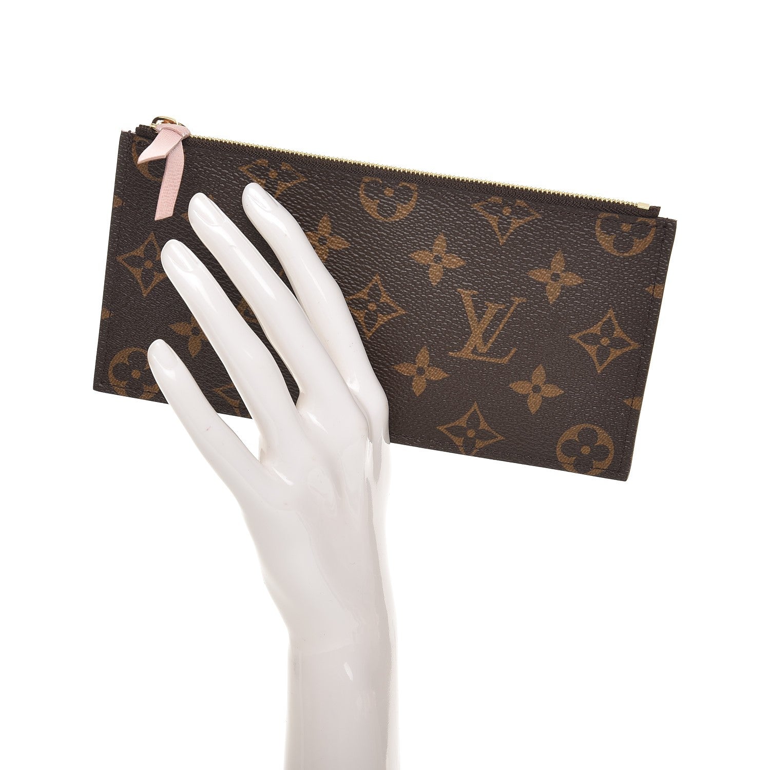Louis Vuitton Monogram Felicie Chain Wallet Zippered Insert Rose Ballerine 2 of 6