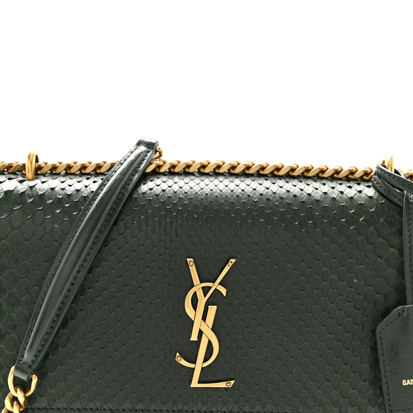 Calfskin Snakeskin Suede Medium Monogram Sunset Vert Fonce