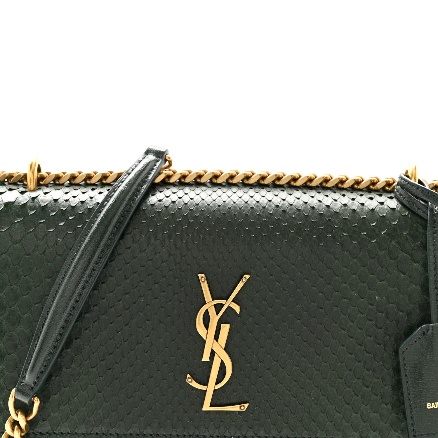 Saint Laurent Calfskin Snakeskin Suede Medium Monogram Sunset Vert Fonce 8 of 11