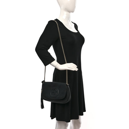 Gucci Pebbled Calfskin Medium Soho Flap Crossbody Black 2 of 8