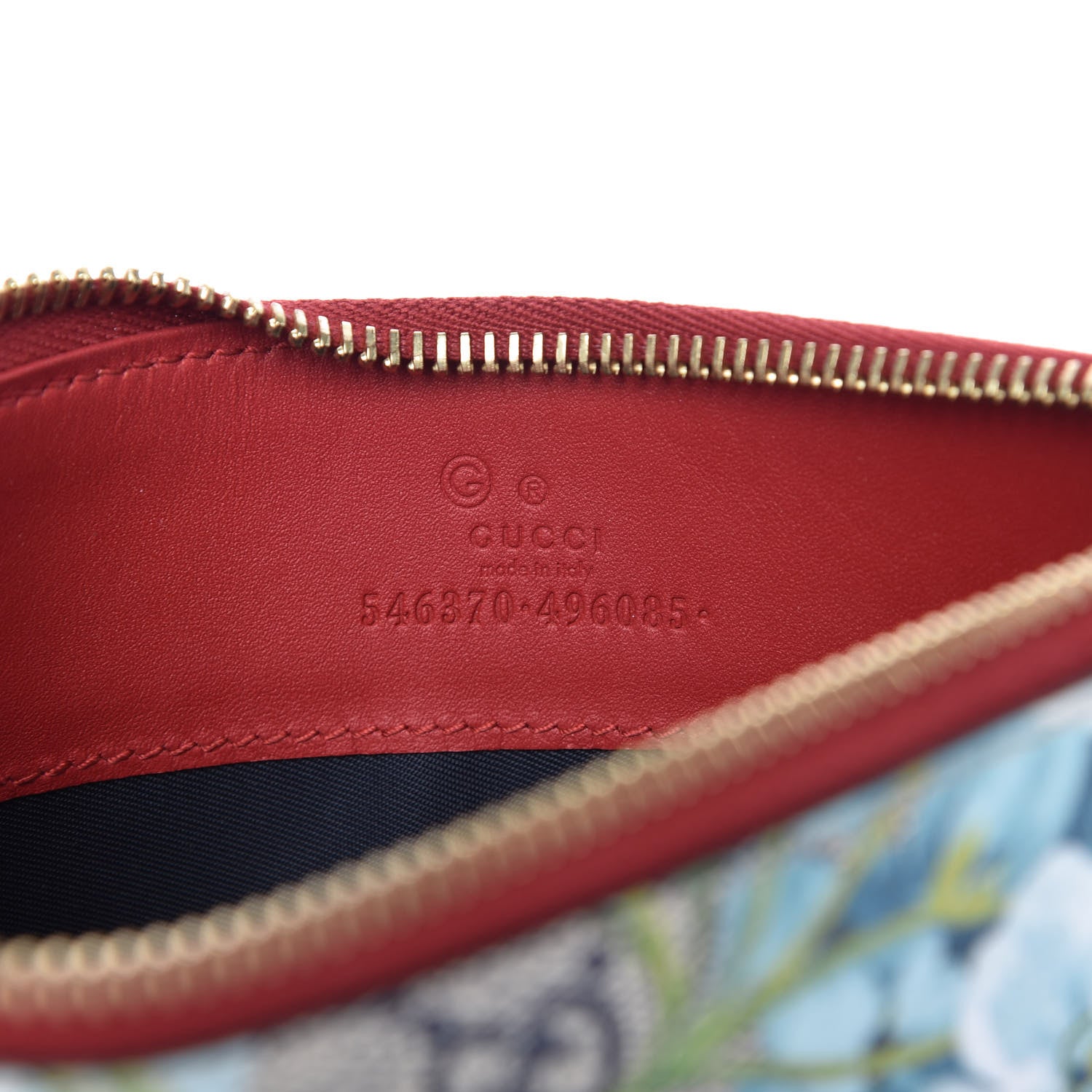 Gucci GG Supreme Monogram Blooms Small Zip Pouch Beige Blue Hibiscus Red 8 of 9