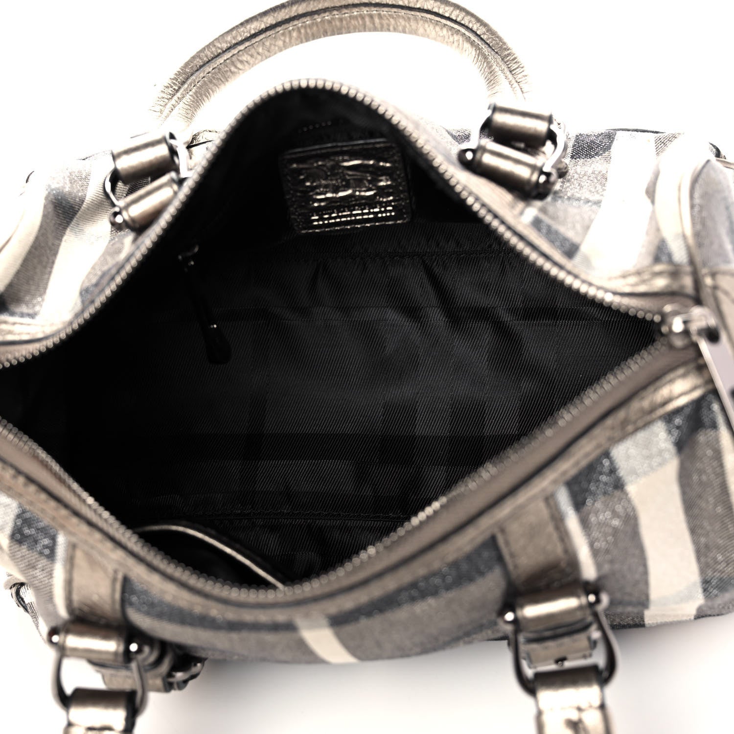 Burberry Metallic Shimmer Check Medium Alchester Bowling Bag 5 of 12