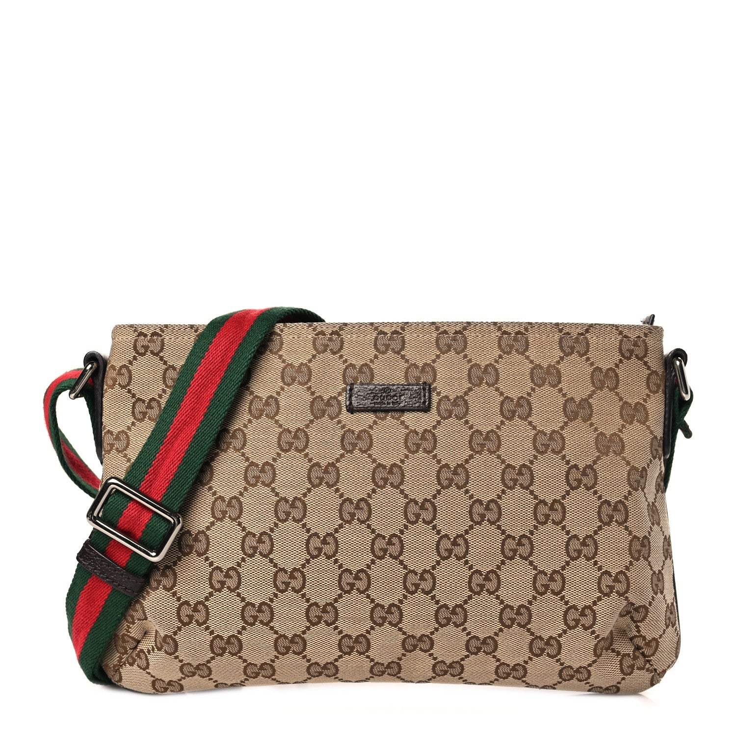 Gucci Monogram Web Small Flat Messenger Crossbody Dark Brown 1 of 9