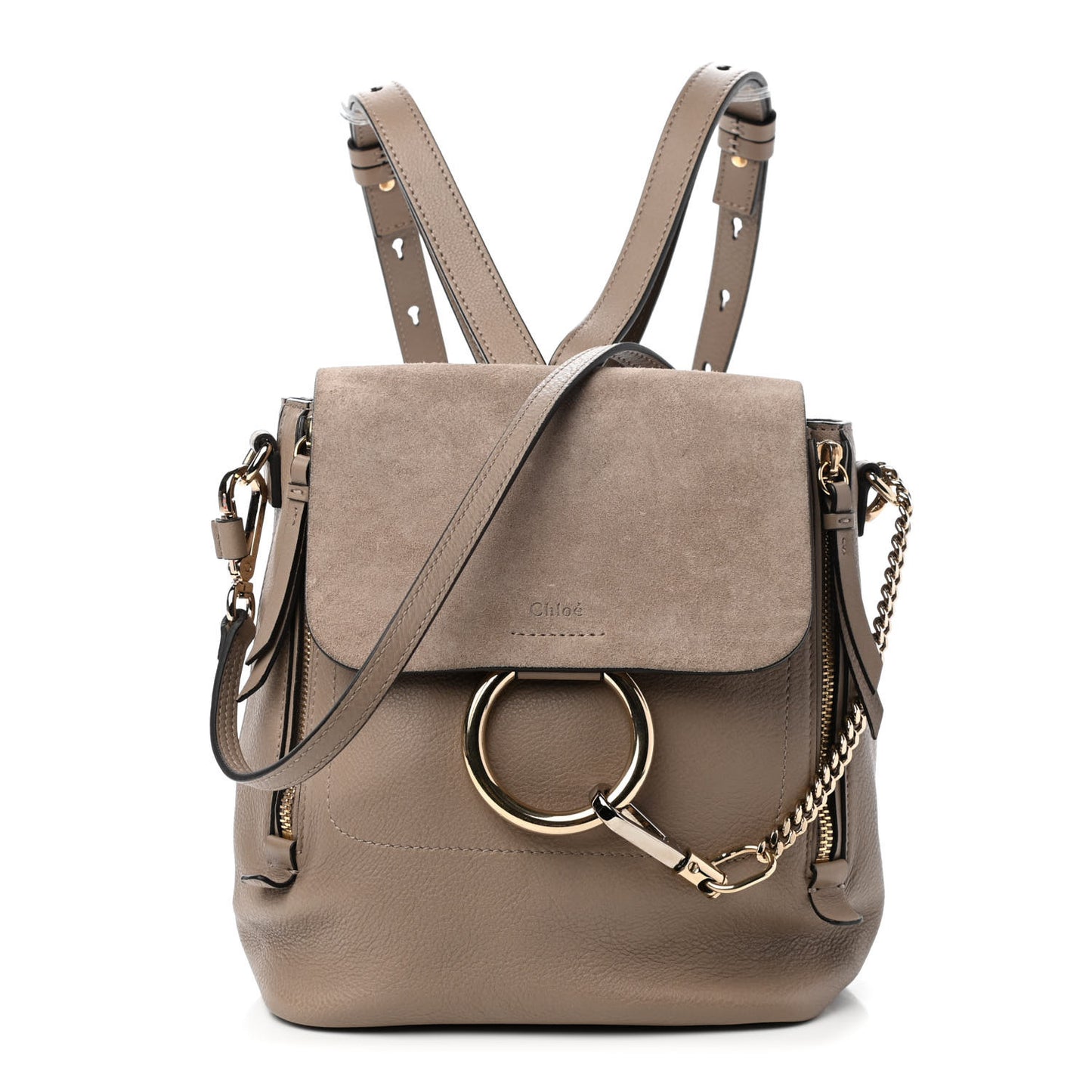 Suede Calfskin Medium Faye Backpack Motty Grey